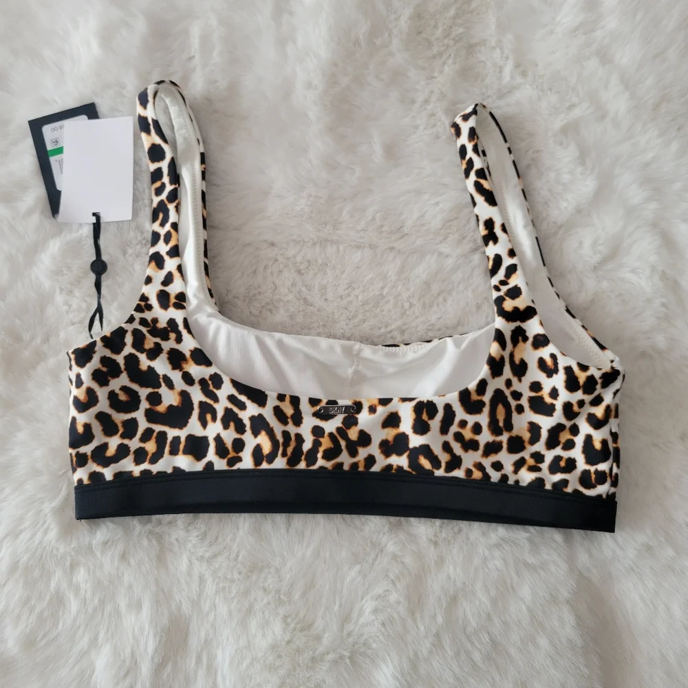 🌞DKNY DKNY PRINTED SQUARE NECK BIKINI TOP SIZE L